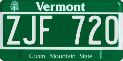 VT license plate ZJF720