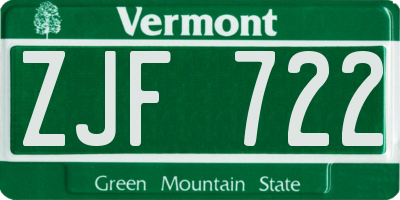 VT license plate ZJF722