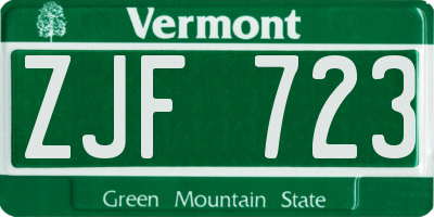 VT license plate ZJF723