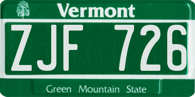 VT license plate ZJF726