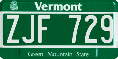 VT license plate ZJF729