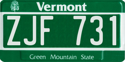 VT license plate ZJF731