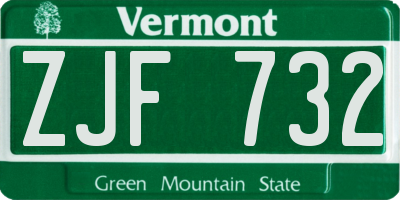 VT license plate ZJF732