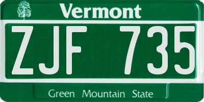 VT license plate ZJF735