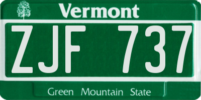 VT license plate ZJF737