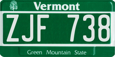 VT license plate ZJF738