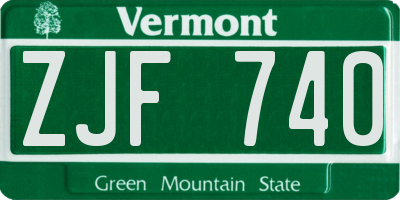 VT license plate ZJF740