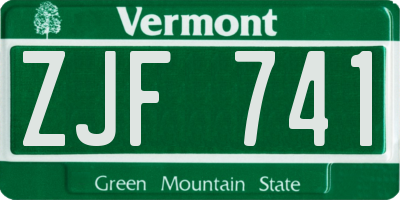 VT license plate ZJF741