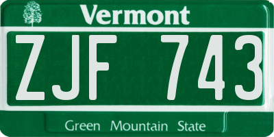 VT license plate ZJF743