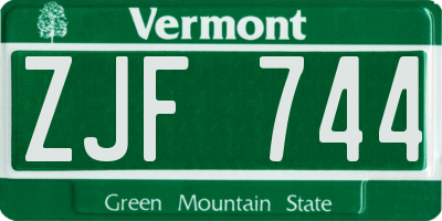 VT license plate ZJF744