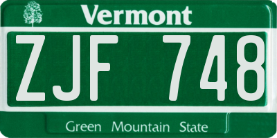 VT license plate ZJF748
