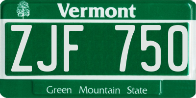 VT license plate ZJF750