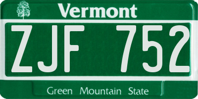 VT license plate ZJF752