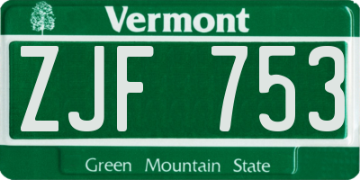 VT license plate ZJF753