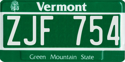 VT license plate ZJF754