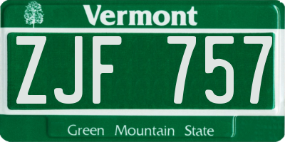 VT license plate ZJF757