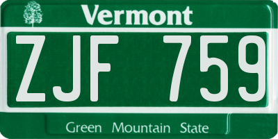 VT license plate ZJF759