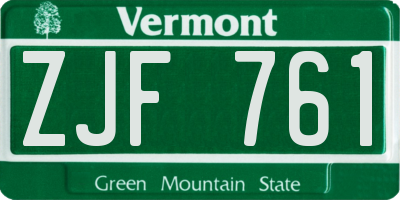 VT license plate ZJF761