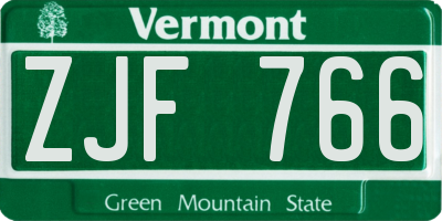 VT license plate ZJF766