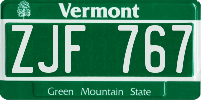 VT license plate ZJF767