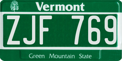 VT license plate ZJF769