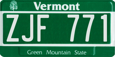 VT license plate ZJF771