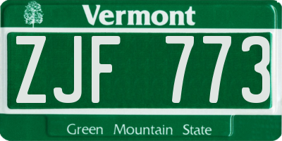 VT license plate ZJF773