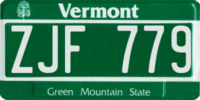 VT license plate ZJF779