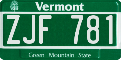 VT license plate ZJF781