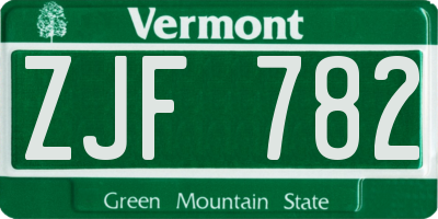 VT license plate ZJF782