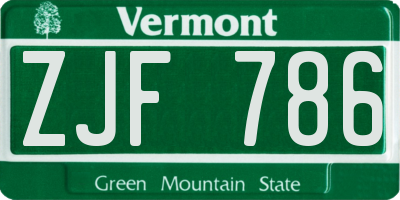 VT license plate ZJF786