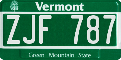 VT license plate ZJF787