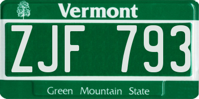 VT license plate ZJF793