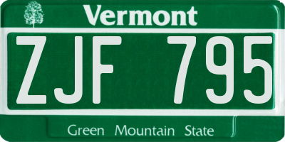 VT license plate ZJF795