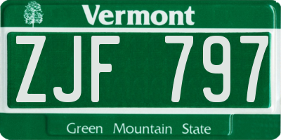 VT license plate ZJF797