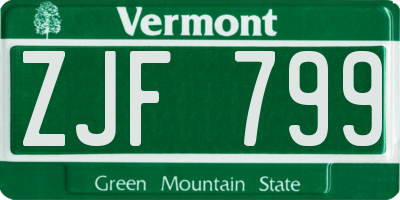 VT license plate ZJF799