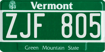 VT license plate ZJF805