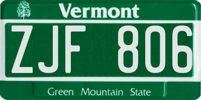 VT license plate ZJF806