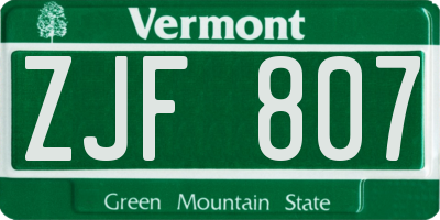 VT license plate ZJF807