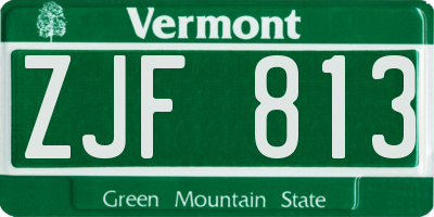 VT license plate ZJF813