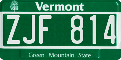 VT license plate ZJF814