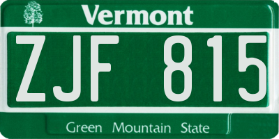 VT license plate ZJF815