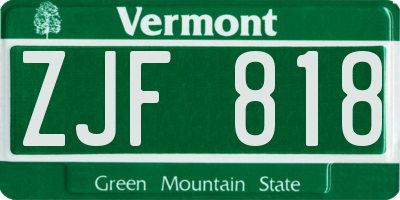 VT license plate ZJF818