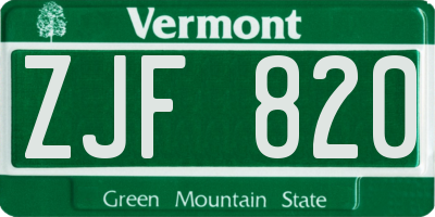 VT license plate ZJF820