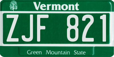 VT license plate ZJF821