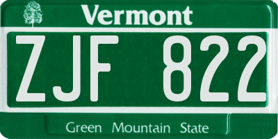 VT license plate ZJF822