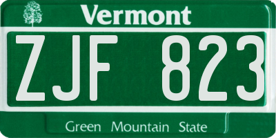 VT license plate ZJF823