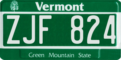 VT license plate ZJF824