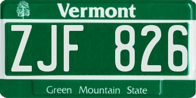 VT license plate ZJF826