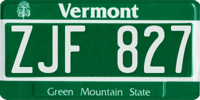VT license plate ZJF827